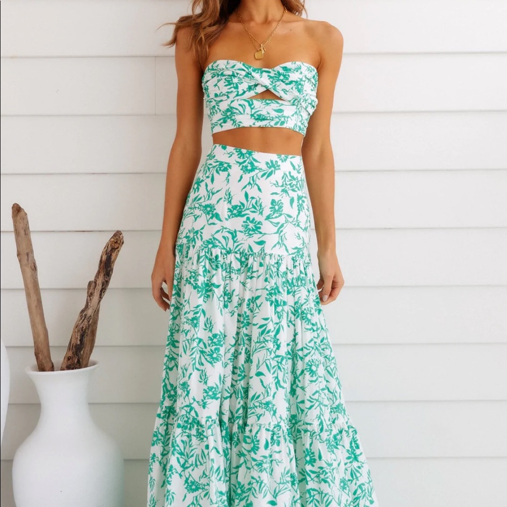 RUNAWAY Ayla crop top and skirt set